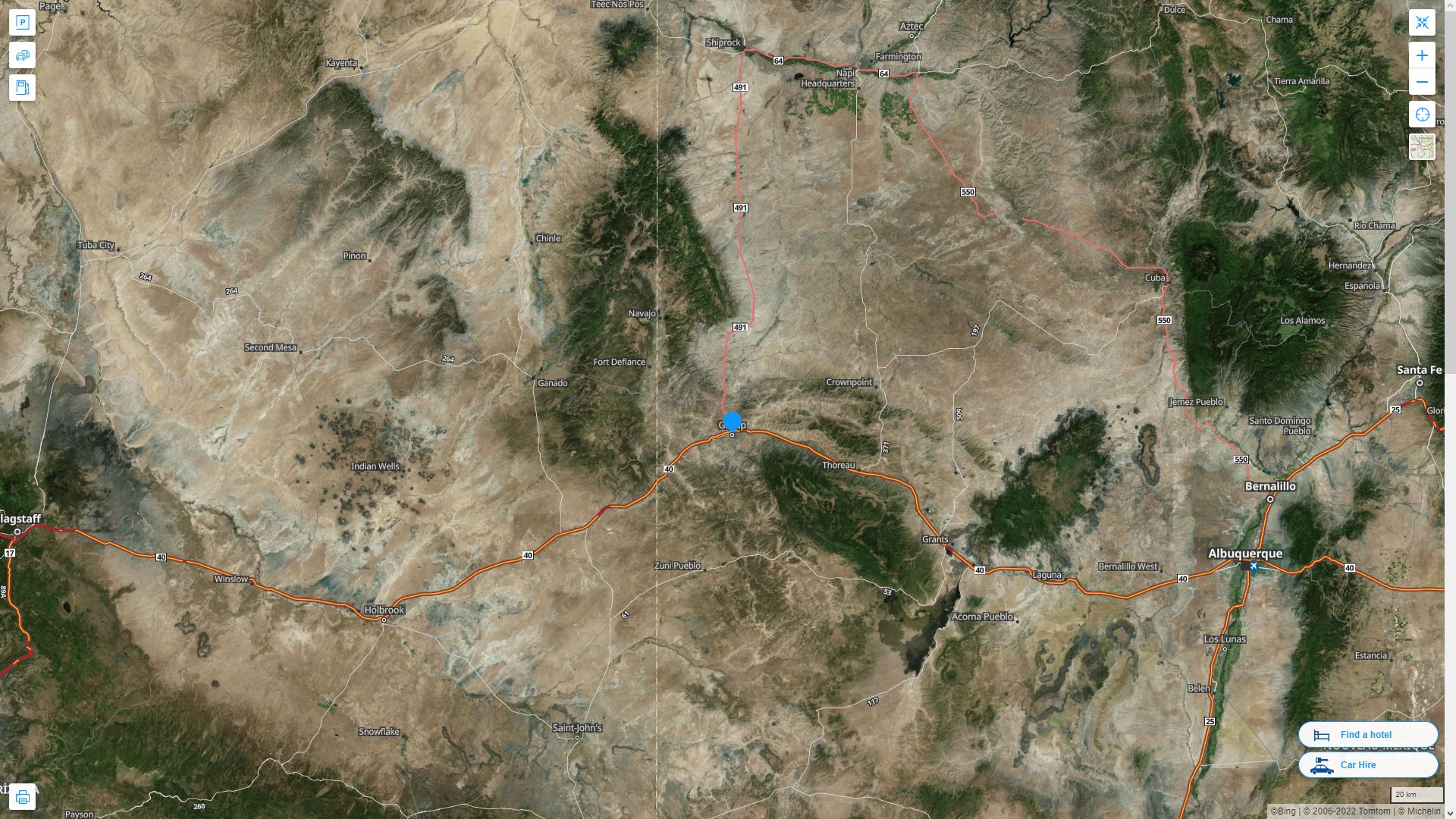 Gallup New Mexico Highway and Road Map with Satellite View